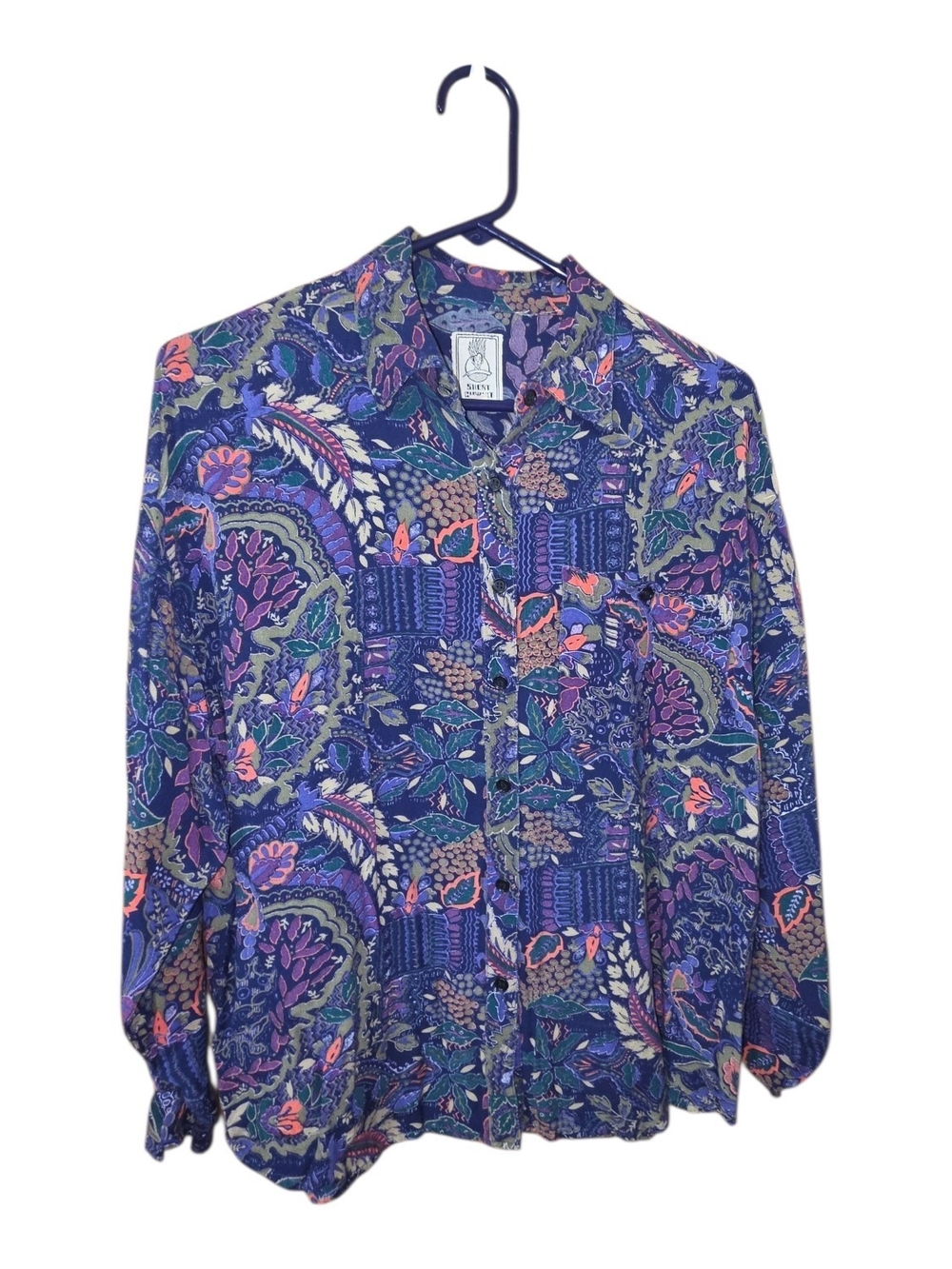 Vintage Short Circuit Paisley Blouse – Size Small – Shoulder Pads